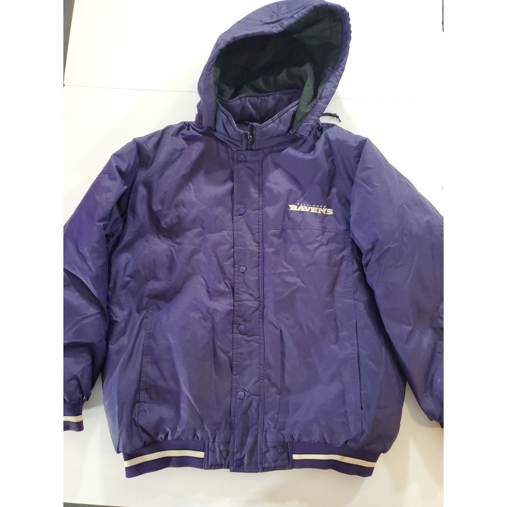 Vintage Reebok Men's NFL‎ Ravens Puffer Winter Jacket Size L Purple Logo On Back
